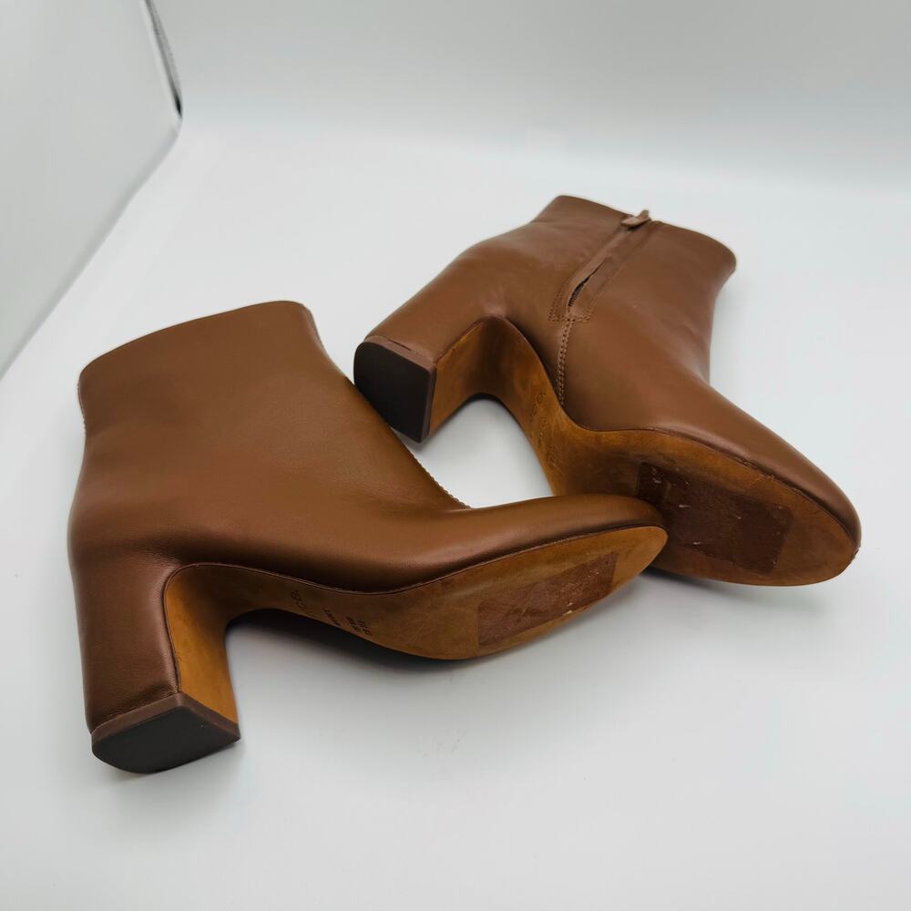 Vince Terri Brown Leather Block Heel Ankle Booties Chelsea Boots 35.5 - Picture 6 of 13